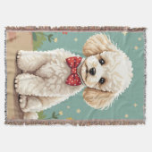 Couverture Poodle blanc adorable avec noeud papillon (Devant)