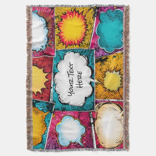 Couverture Pop Art Comic Panel Throw Blanket (devant Vertical)