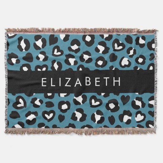 Couverture Poster de animal, Léopard Bleu, Coeurs, Votre Nom (Devant)