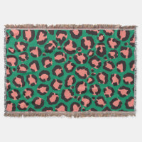 Poster de animal Léopard vert rose corail moderne