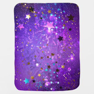 Couverture Pour Bébé Arrière - plan de feuille violet avec étoiles