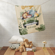 Baby Boy mignonne Jungle Animaux dans la couvertur