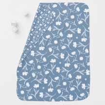 Bleu gris blanc Liberté motif floral élégant Pop