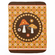 Champignons et fleurs doux rétro