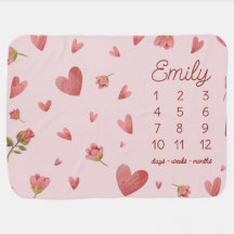 Coeurs et fleurs mignons Baby Milestone I