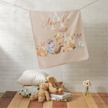 Couverture bébé animal Woodland personnalisée