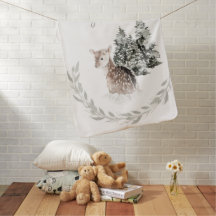 Couverture de nom bébé avec cerf de bébé Noël