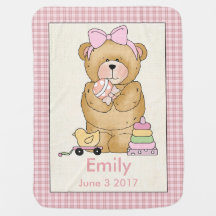 Couverture personnalisée d'ours du bébé d'Emily