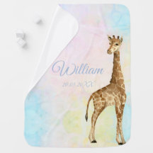 Cute Baby Giraffe Boy Blue Nom Personnalisé