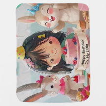 Fête d'anniversaire de fille avec des lapins migno