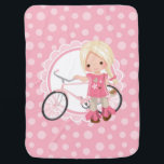 Couverture Pour Bébé Fille blonde de bicyclette - blanc rose<br><div class="desc">Caractéristiques de conception ce une fille blonde mignonne avec sa bicyclette rose. Sur le feston mignon rose et blanc accentuez l'arrière - plan.</div>
