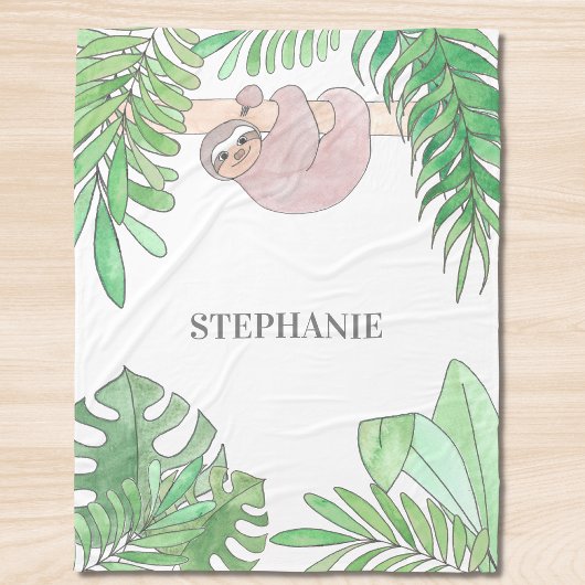 Couverture pour bébé Fille Sloth personnalisée