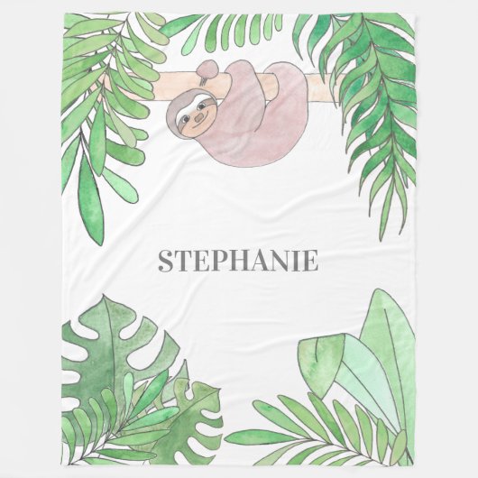 Couverture pour bébé Fille Sloth personnalisée (Devant)