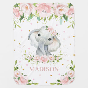 Couverture Pour Bébé Flore floue rose pâle de l'éléphant blanc blanc bl