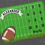 Couverture Pour Bébé Football Sport Boy Milestone<br><div class="desc">Une nouvelle couverture de baby keepsaké avec un terrain de sport,  le football,  le nom des enfants et les mois pour marquer le jalon.</div>
