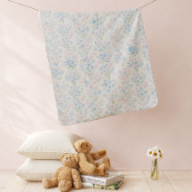 Jolie couverture bébé fleurie bleue