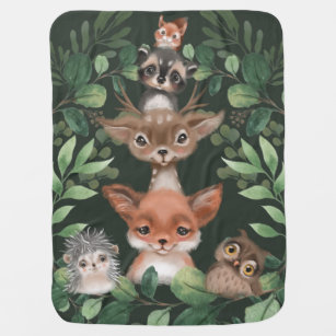 Couverture Pour Bébé Moody Green Woodland Forest Animaux Baby Nursery