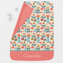 Motif Fleurs mignonnes avec nom personnalisé