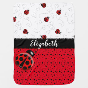 Couverture Pour Bébé Nom noir rouge de scarabées de Ladybird d'insecte