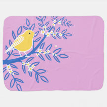 Oiseau jaune illustré sur un Arrière - plan rose