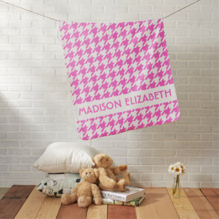 Couverture Pour Bébé Pink Houndstooth Textile Motif Baby Names Receiv