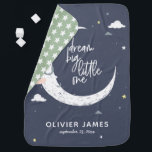 Couverture Pour Bébé Rêver grand petite lune   nuages personnalisés<br><div class="desc">Rêvez grand petit bébé design. Avec la lune mignonne,  les étoiles et le design des nuages. Idéal nouveau cadeau de bébé. Partie d'une collection.</div>