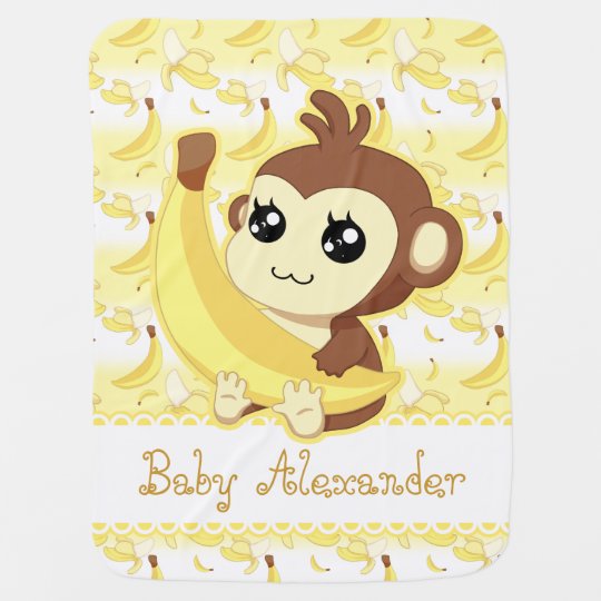 Couverture Pour Bebe Singe Mignon De Kawaii Tenant La Banane Zazzle Be