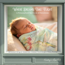 Whimsical Watercolor Hummingbird & Flowers 