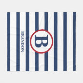 Couverture pour enfant rayée marine personnalisée (Devant (Horizontal))