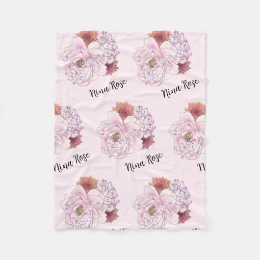 Couverture pour enfants rose et floral personnalis (Devant)