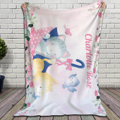 Couverture pour fille avec fleurs roses et chatons