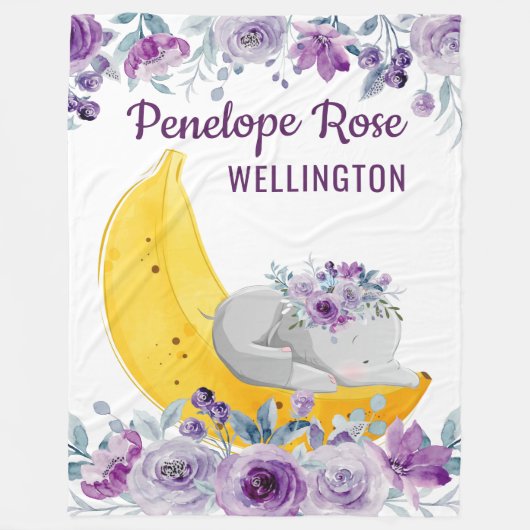 Couverture pour filles Eléphant mignon sur une ban (Devant)