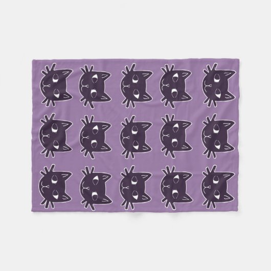 Couverture pourpre d'ouatine d'impression de chat (Devant (Horizontal))