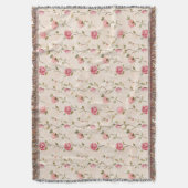 Couverture Pretty Pink Cream Roses Floral (devant Vertical)