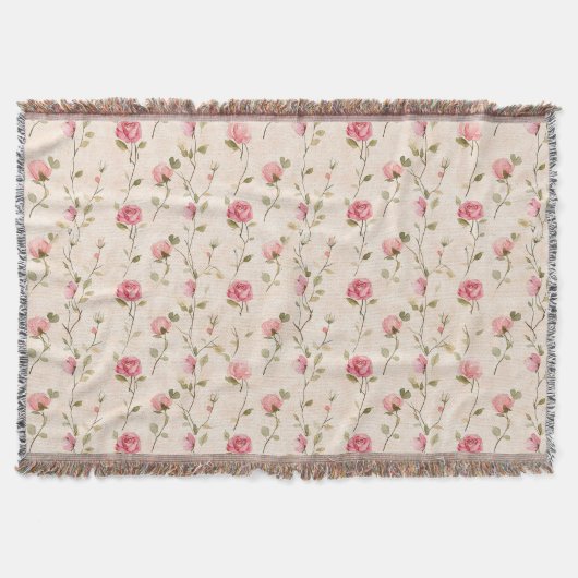 Couverture Pretty Pink Cream Roses Floral (Devant)