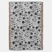 Couverture Protea Floral Block Imprimer Millefleur noir blanc (devant Vertical)