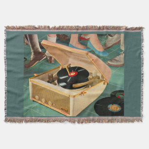Couverture publicité pour un tourne-disque portatif des année
