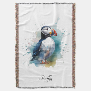Couverture Puffin aquarelle adorable, personnalisé