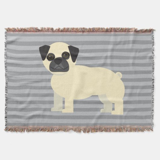 Couverture Pug Gris Ligné (Devant)
