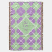Couverture Purple Mint Green Mod Argyle Script Monogram (devant Vertical)