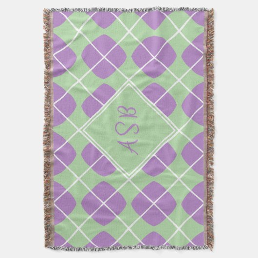 Couverture Purple Mint Green Mod Argyle Script Monogram (devant Vertical)