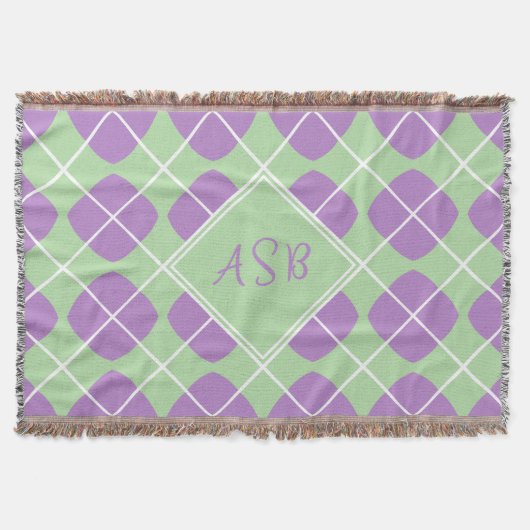 Couverture Purple Mint Green Mod Argyle Script Monogram (Devant)