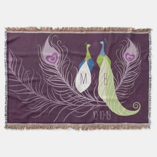 Couverture Purple Peacocks paire Anniversaire Mariage personn (Devant)