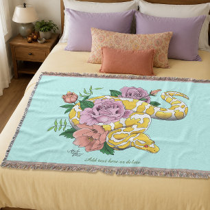 Couverture Python boule jaune albino Roses sarcelle