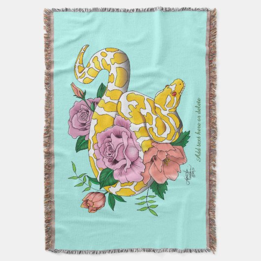 Couverture Python boule jaune albino Roses sarcelle (devant Vertical)