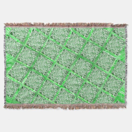 Couverture Quadradas, faux azulejo, faux folhagens verdes. (Devant)