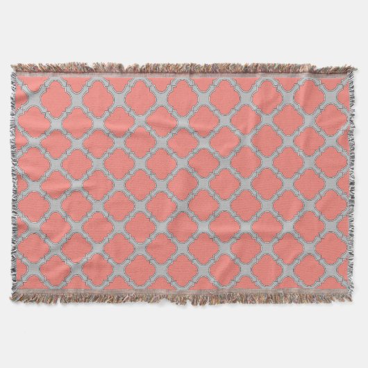 Couverture Quatrefoil corail et gris (Devant)