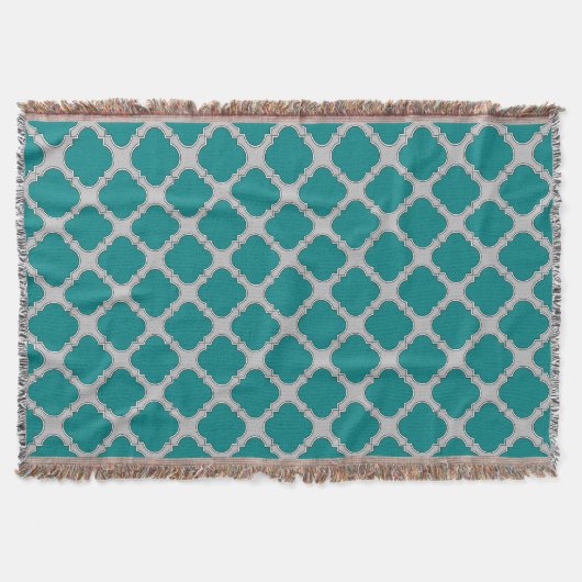 Couverture Quatrefoil turquoise et gris (Devant)