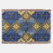 Couverture Quatrefoils Motifs marocains Cobalt Blue Gold (Devant)