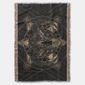 Couverture RAM dans la géométrie sacrée - noir et or (devant Vertical)